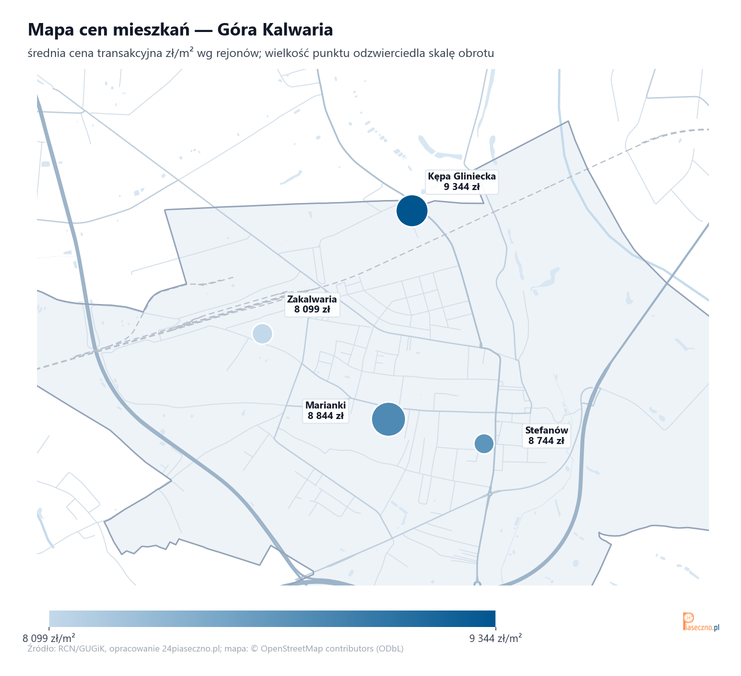 Mapa cen mieszkań - Góra Kalwaria