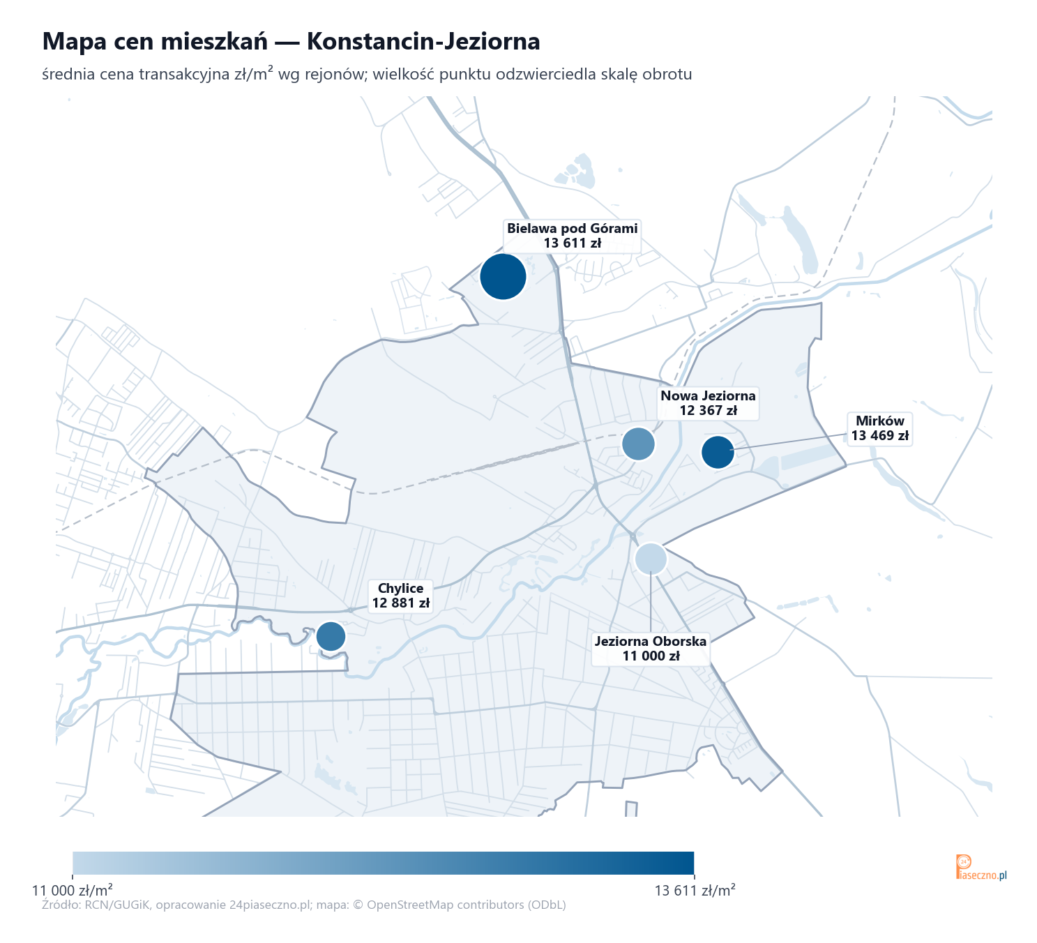Mapa cen mieszkań - Konstancin-Jeziorna