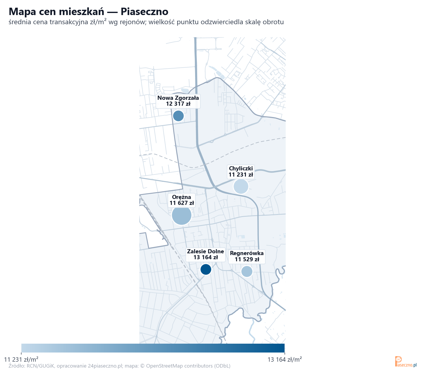 Mapa cen mieszkań - Piaseczno