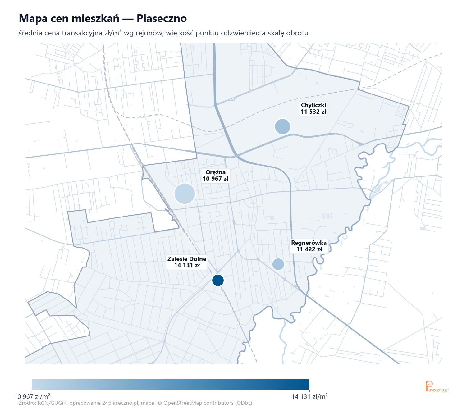 Mapa cen mieszkań - Piaseczno