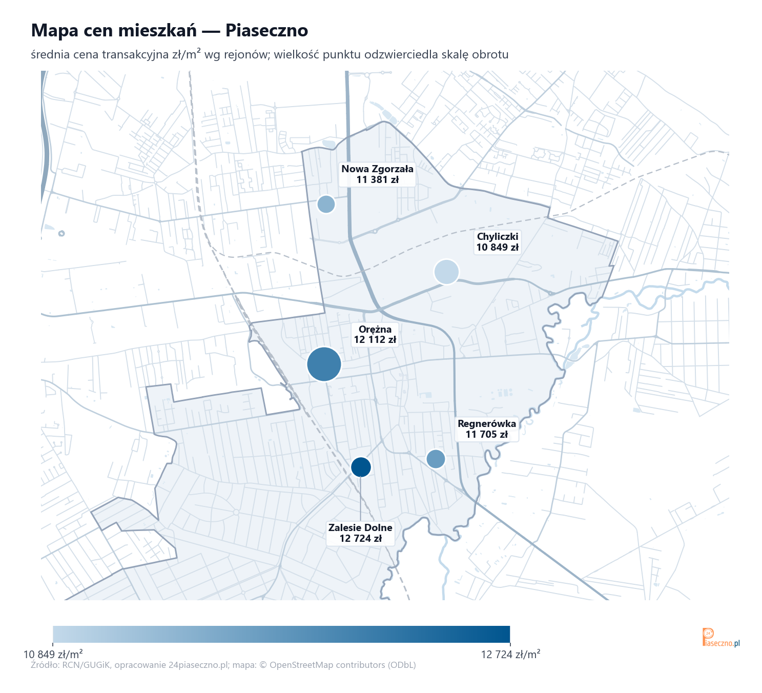 Mapa cen mieszkań - Piaseczno