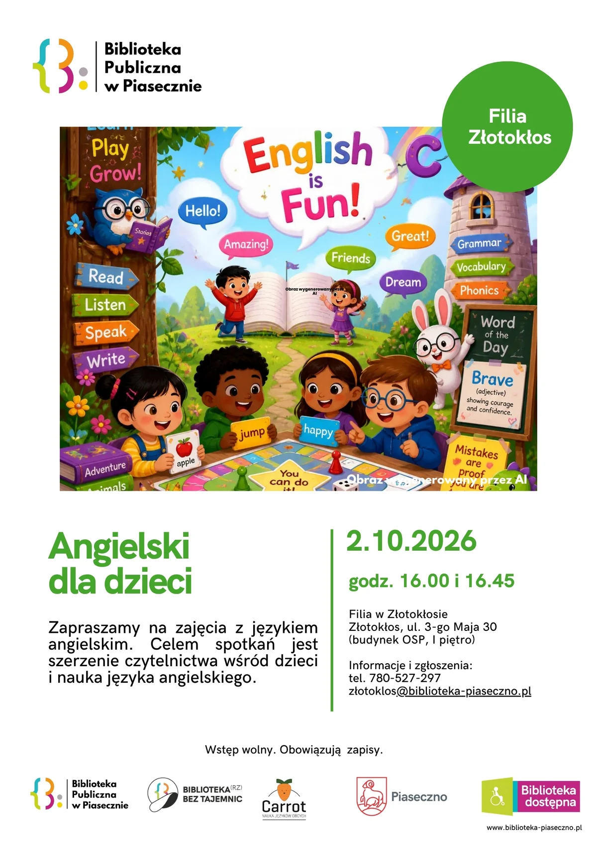 Grafika promocyjna wydarzenia Angielski dla dzieci