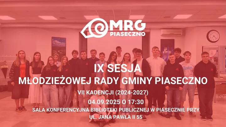 Obrazek przedstawia grafikę promocyjną wydarzenia Sesja Młodzieżowej Rady Gminy Piaseczno - porządek i główne punkty