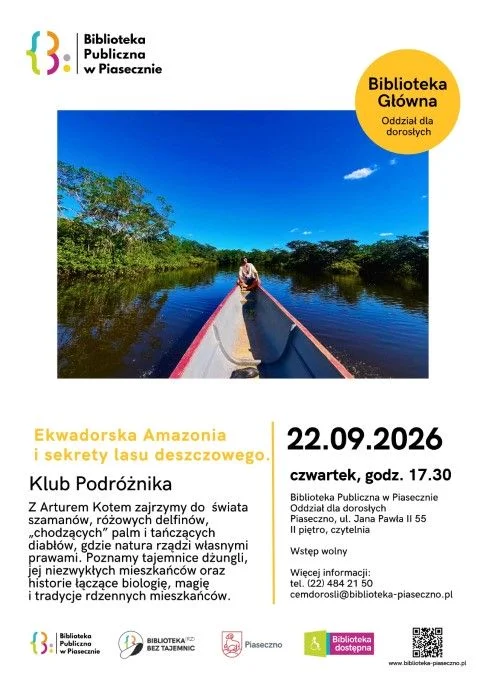 Grafika promocyjna wydarzenia Klub Podróżnika – Ekwadorska Amazonia i sekrety lasu deszczowego