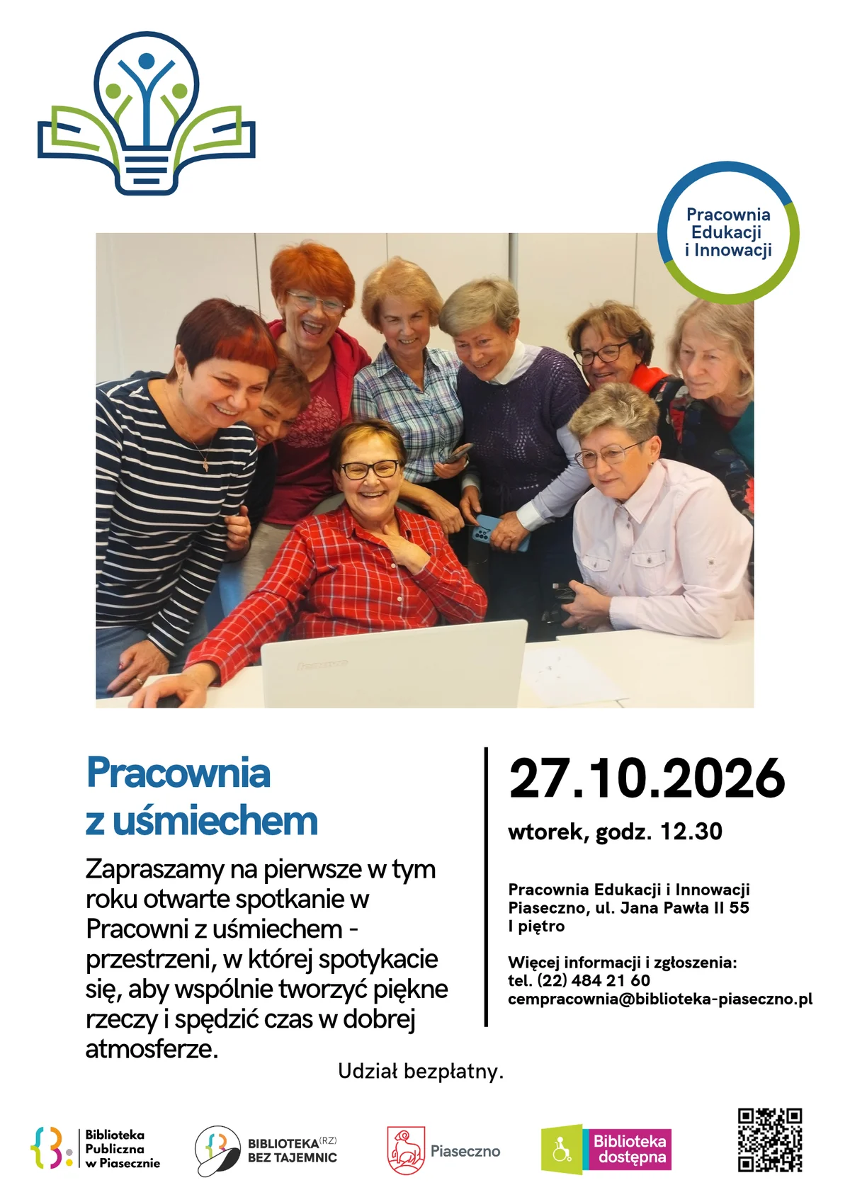 Grafika promocyjna wydarzenia Pracownia z uśmiechem