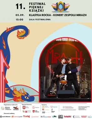 Grafika promocyjna wydarzenia 11. Festiwal Pięknej Książki – koncert zespołu MIRAZH