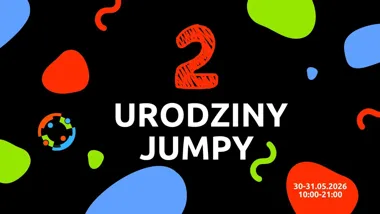 Grafika promocyjna wydarzenia 2. Urodziny Jumpy Piaseczno – dwudniowe świętowanie w Parku Trampolin