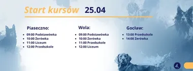 Grafika promocyjna wydarzenia DAODOG wraca z nową edycją szkoleń dla psów w Piasecznie, na Woli i Gocławiu