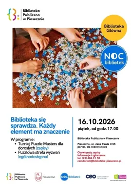 Grafika promocyjna wydarzenia Biblioteka się sprawdza. Każdy element ma znaczenie