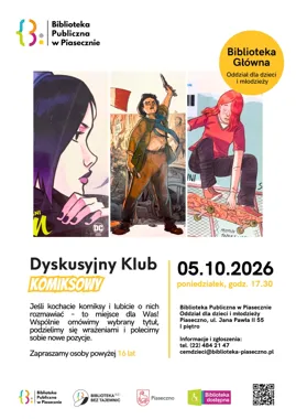 Grafika promocyjna wydarzenia Dyskusyjny Klub Komiksowy