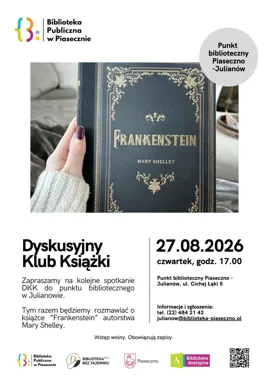 Grafika promocyjna wydarzenia Dyskusyjny Klub Książki w Julianowie