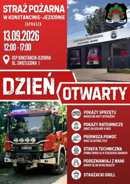 Grafika promocyjna wydarzenia Dzień otwarty w OSP Konstancin-Jeziorna