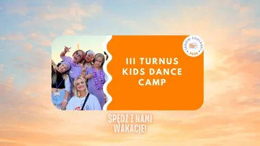 Grafika promocyjna wydarzenia GRW SUMMER CAMPS 2026 — DANCE KIDS Turnus III: taneczne warsztaty dla dzieci do 12 lat