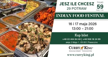 Grafika promocyjna wydarzenia INDIAN FOOD FESTIVAL w Curry King — festiwal indyjskich smaków, 16–17 maja 2026