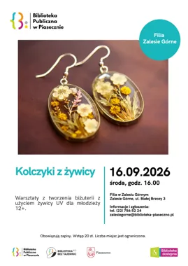Grafika promocyjna wydarzenia Kolczyki z żywicy – warsztaty