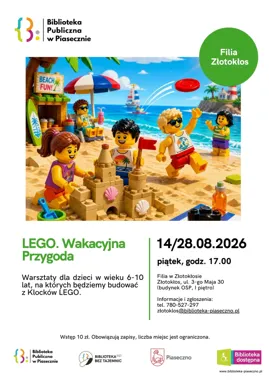 Grafika promocyjna wydarzenia LEGO. Wakacyjna przygoda