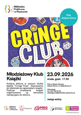 Grafika promocyjna wydarzenia Młodzieżowy Klub Książki – „Cringe Club”