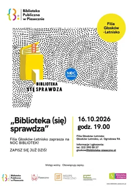 Grafika promocyjna wydarzenia Noc Bibliotek w Filii Głosków-Letnisko