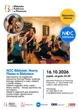 Grafika promocyjna wydarzenia Nocny Pilates z Anią – ćwiczymy po zmroku!