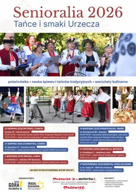Grafika promocyjna wydarzenia Senioralia 2026 „Tańce i smaki Urzecza”