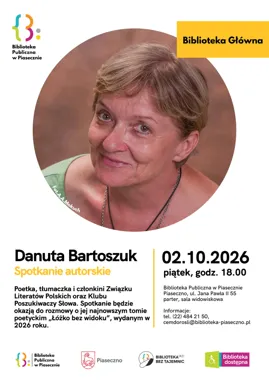 Grafika promocyjna wydarzenia Spotkanie autorskie z Danutą Bartoszuk