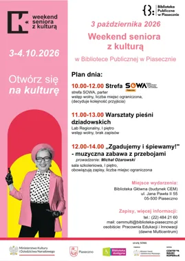 Grafika promocyjna wydarzenia Weekend seniora z kulturą