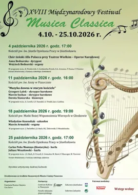 Grafika promocyjna wydarzenia XVIII Międzynarodowy Festiwal Musica Classica 2026
