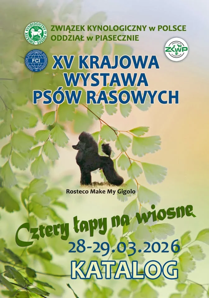 Grafika promocyjna wydarzenia XV Krajowa Wystawa Psów Rasowych w Piasecznie