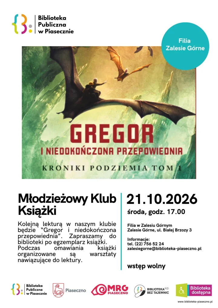 Gregor schodzi pod ziemię - młodzi czytelnicy spotkają się w Zalesiu Górnym