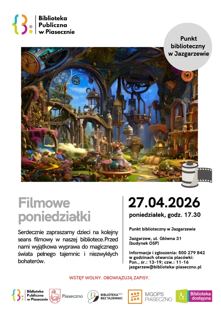 Filmowy wieczór w Jazgarzewie - biblioteka otworzy drzwi do magii