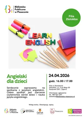 Jak przedszkolaki i pierwszaki polubią angielski - Filia Złotokłos zaprasza na zajęcia pełne zabawy