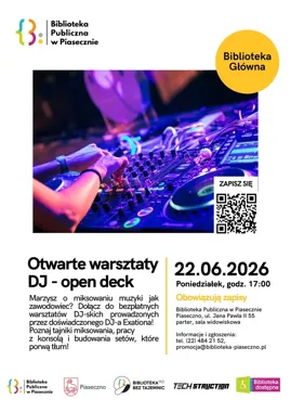Biblioteka w Piasecznie zamieni się w DJ-skie stanowisko dla początkujących