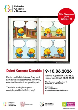 Kaczor Donald wkracza do biblioteki - zgarnij naklejkę za własny komiks!