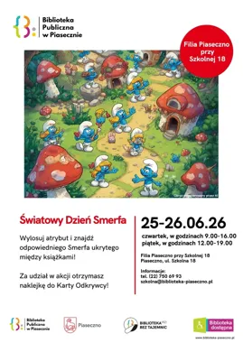 Smerfy wchodzą do Piaseczna - biblioteka zamienia się w niebieską grę