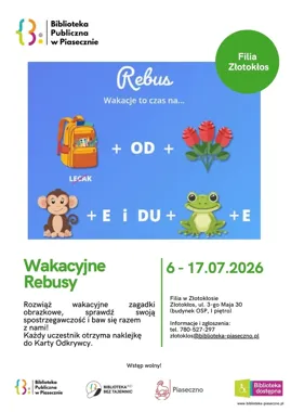 Wakacyjne Rebusy w Złotokłosie - biblioteka zamienia lato w łamigłówkę