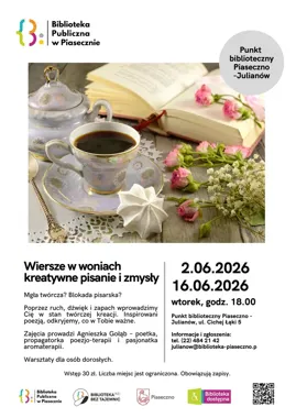 W Julianowie zapach poprowadzi poezję - ruszają warsztaty dla dorosłych