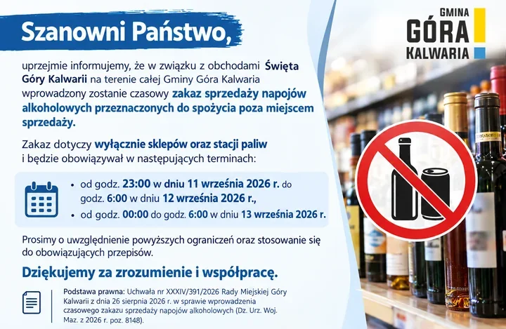 Nocny zakaz sprzedaży alkoholu w Górze Kalwarii. Sklepy i stacje paliw