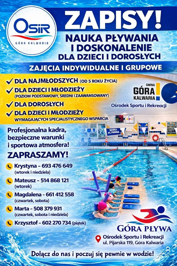 Kursy pływania w OSiR Góra Kalwaria – zapisy dla dzieci, młodzieży i dorosłych