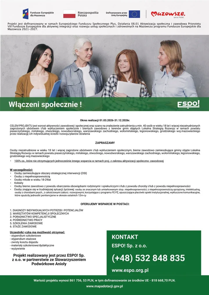 Włączeni społecznie – projekt dla osób wykluczonych i poszukujących pracy
