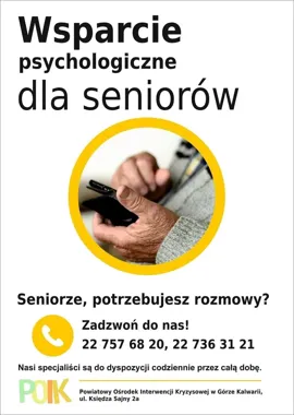 Seniorzy mogą zadzwonić po wsparcie o każdej porze. Pomoc działa w Górze Kalwarii