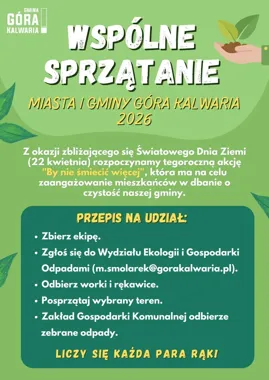 Góra Kalwaria szykuje wielkie sprzątanie przed Dniem Ziemi i zbiera chętnych