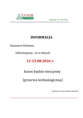 Basen w Piasecznie będzie nieczynny. Zaplanowano przerwę technologiczną