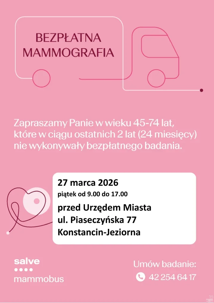 Mammobusy zaparkują przed ratuszem – darmowe badania piersi dla mieszkanek