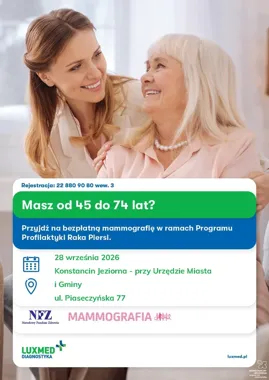 Sześć terminów bezpłatnej mammografii w Konstancinie-Jeziornie