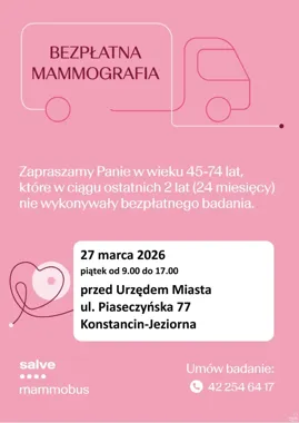 Mammobusy zaparkują przed ratuszem – darmowe badania piersi dla mieszkanek