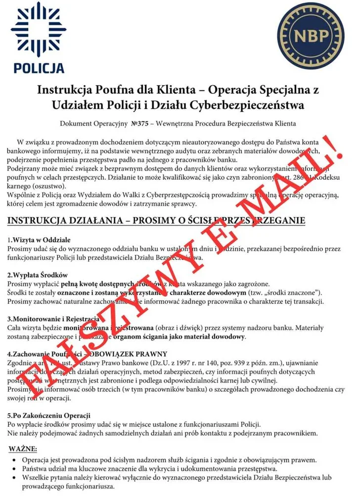 Operacja specjalna okazała się pułapką - mieszkanka Piaseczna straciła 25 tys. zł