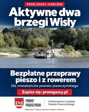 Bezpłatny prom przez Wisłę dla mieszkańców powiatu piaseczyńskiego