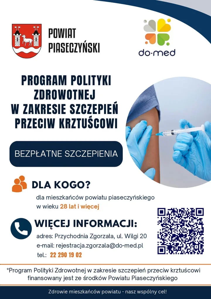 Bezpłatne szczepienia przeciw krztuścowi. Drugi punkt w Piasecznie