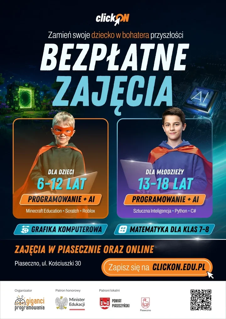 Programowanie, sztuczna inteligencja i Minecraft. Bezpłatne zajęcia w Piasecznie