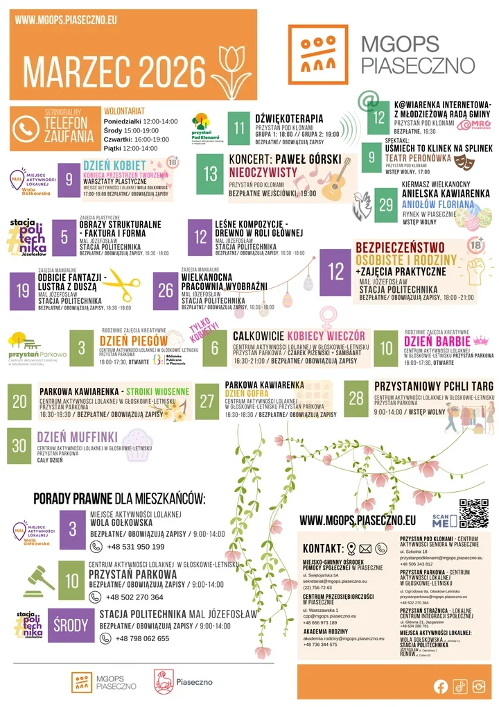 Marzec pełen warsztatów i spotkań – kalendarium MGOPS dla mieszkańców